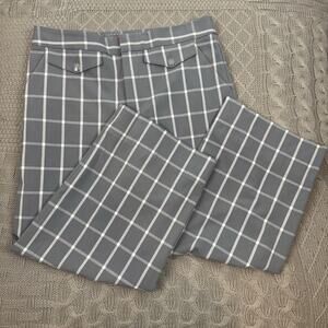 Cartonnier Anthro Gray Gridlock Checkered Windowpane Plaid Cropped Trousers 4